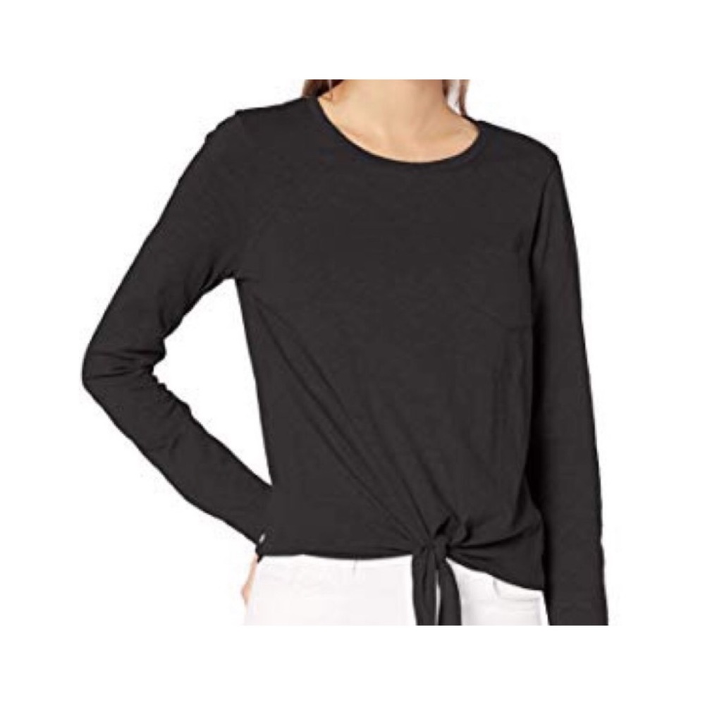 J. CREW Long Sleeve Tie Front Top Black Size M